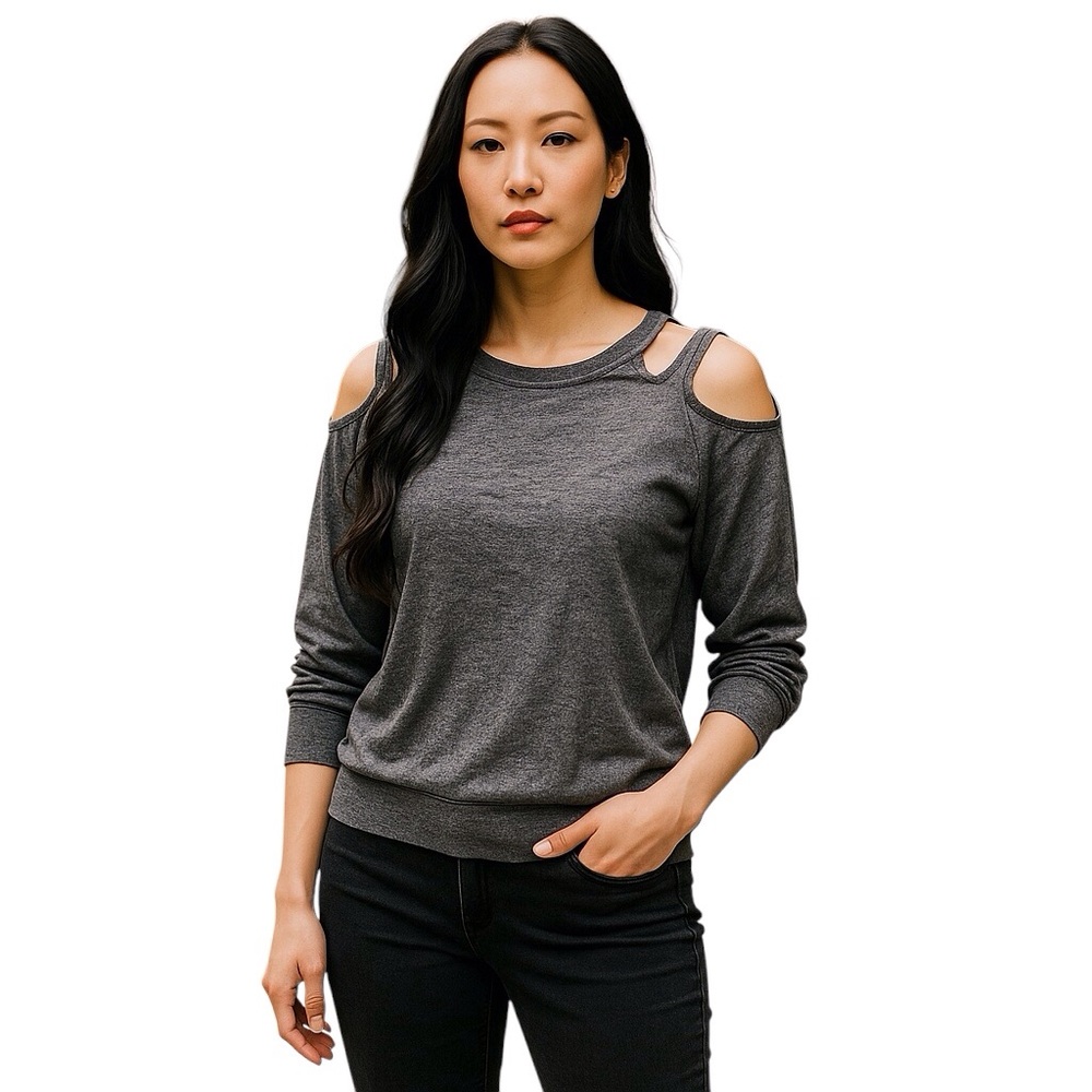 n:Philanthropy Cold Shoulder Top Women Color Gray Size S